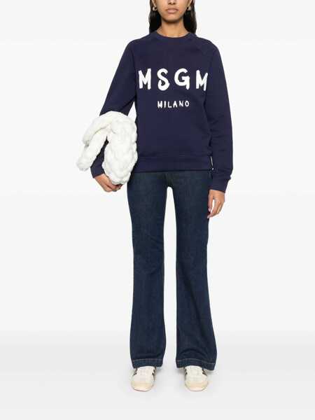 Pulovere MSGM Msgm Black Crewneck Sweatshirt With Logo Print BLUE Femei (BM 16941030) 2