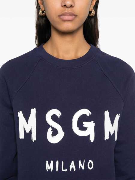 Pulovere MSGM Msgm Black Crewneck Sweatshirt With Logo Print BLUE Femei (BM 16941030) 5