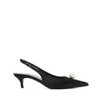 Balerini Magda Butrym Black Calf Leather Slingbacks With Pearl Detail Femei