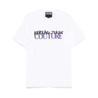 Tricouri Versace Jeans Couture White Cotton T-Shirt With Front Logo Barbati