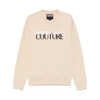 Pulovere Versace Jeans Couture Beige Cotton Crewneck Sweatshirt With Logo Barbati