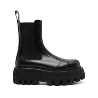 Bocanci Alexander McQueen Black Glossy Leather Ankle Boots With Tank Sole Femei