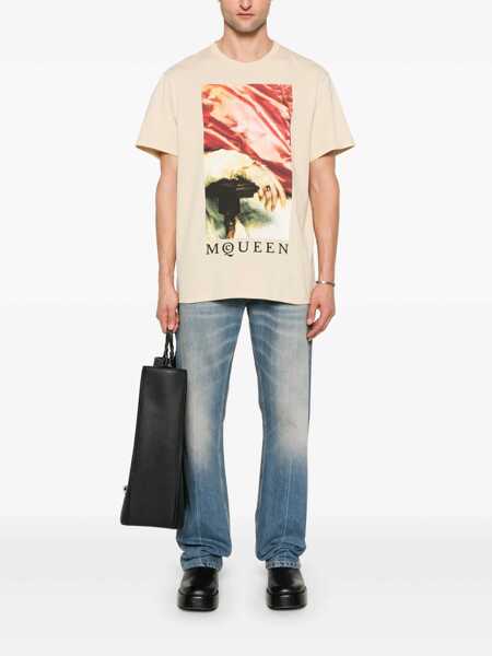 Topuri Alexander McQueen Alexander McQueen T-Shirts And Polos Beige Barbati (BM 16945719) 2