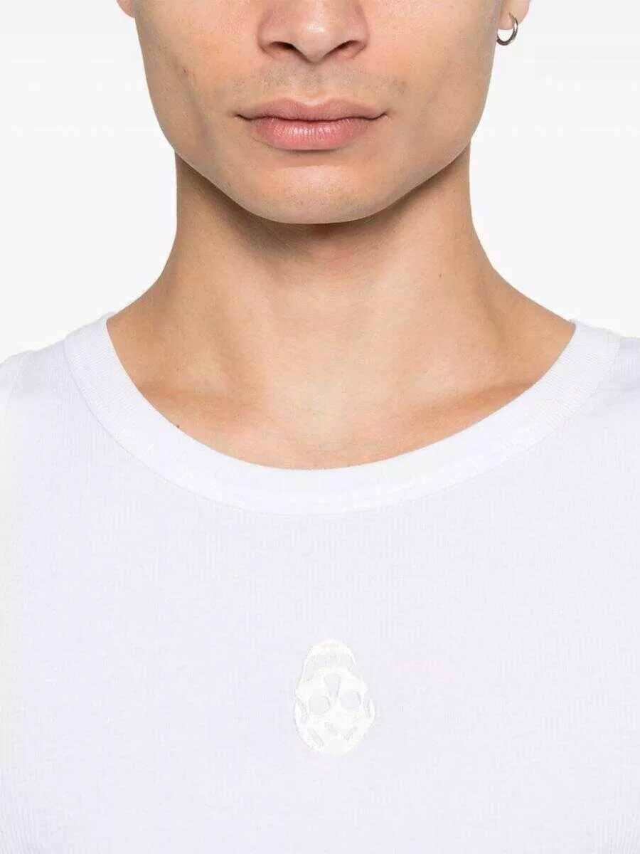 Topuri Alexander McQueen Alexander McQueen T-Shirts And Polos OPTICAL WHITE Barbati (BM 16945740) 2