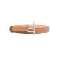 Curele Alexander McQueen Beige Leather Belt With Silver Buckle Femei
