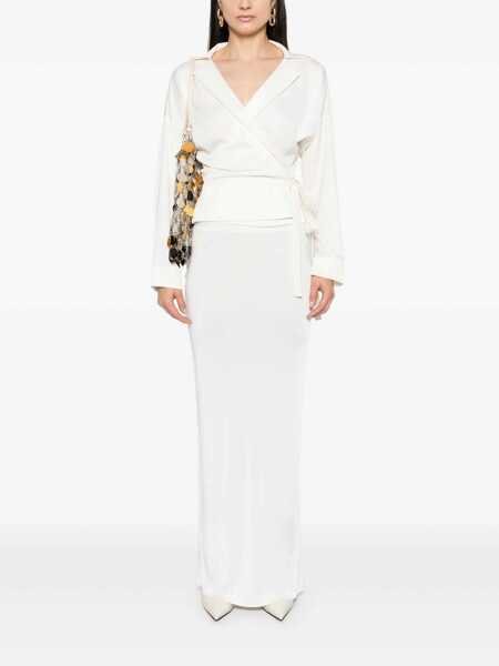 Bluze Philosophy Philosophy Di Lorenzo Serafini White Satin Wrap Blouse WHITE Femei (BM 16946172) 2