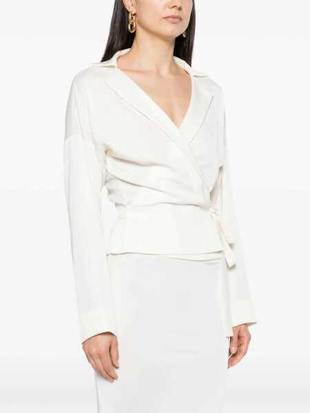 Bluze Philosophy Philosophy Di Lorenzo Serafini White Satin Wrap Blouse WHITE Femei (BM 16946172) 3