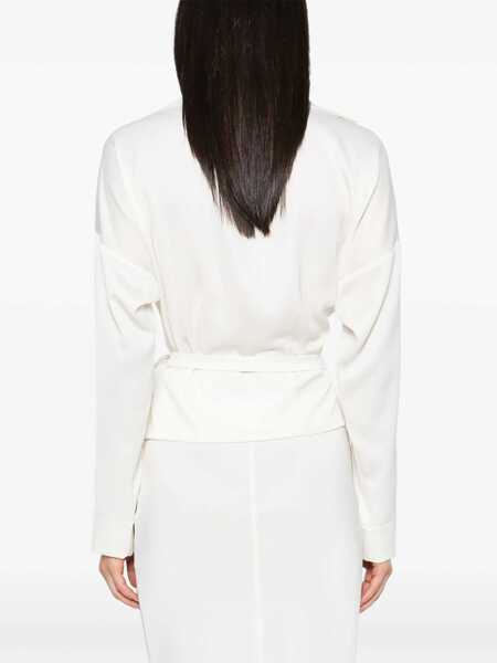 Bluze Philosophy Philosophy Di Lorenzo Serafini White Satin Wrap Blouse WHITE Femei (BM 16946172) 4