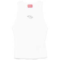 Topuri Diesel 'M-Caddix' White Top With Oval D Logo Plaque On The Front In Viscose Blend Woman
