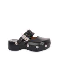 Sandale Philosophy Di Lorenzo Serafini Black Leather Mules With Buckles Femei