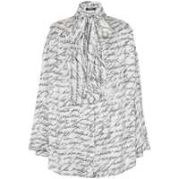 Topuri Balmain Pussy-Bow Shirt With 'Love Letter' Print Femei