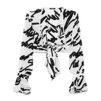 Bluze Balmain White Silk Crop Blouse With Bow Femei