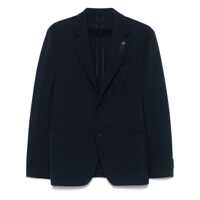 Geci Lardini Single-Breasted Jacket In Blue Wool And Cotton Barbati