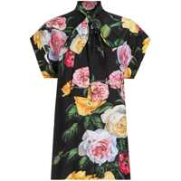 Camasi Dolce & Gabbana Black Short-Sleeved Shirt With Floral Print Femei