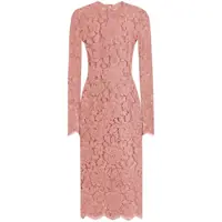 Rochii Dolce & Gabbana Fitted Semi-Sheer Pink Lace Dress Femei