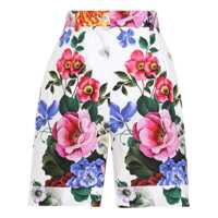 Pantaloni casual Multicolor Bermuda Shorts With All-Over Floral Pattern Print In Cotton Woman Femei