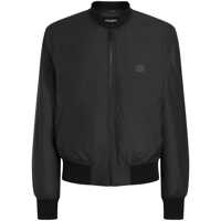 Bomber jacket Dolce & Gabbana Black Bomber Jacket With Logo Plaque Barbati