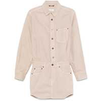 Rochii 'Tamu' Beige Dress With Drop Shoulders And Logo Patch On The Back In Cotton Woman Femei