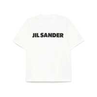 Tricouri Jil Sander White Cotton T-Shirt With Black Logo Femei