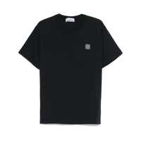 Tricouri Stone Island Blue Cotton T-Shirt With Logo Embroidery Barbati