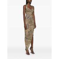 Rochii NORMA KAMALI Dama - Rochii NORMA KAMALI Brown Dress With Leopard Motif And Side Slit In Brown Tech Fabric Woman BROWN Femei (BM 16960875) - B-mall.ro