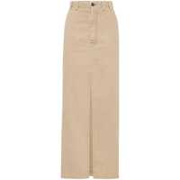 Fuste Beige Skirt With Front Slit And Monile Detail In Cotton And Linen Blend Woman Femei
