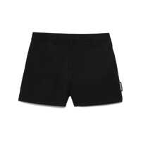 Pantaloni casual Off-White Black Virgin Wool Shorts With Logo Label Femei