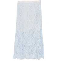 Fuste Self-Portrait Light Blue Lace-Effect Skirt With Slip Femei