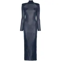 Rochii Self-Portrait Long Semi-Transparent Blue Dress Femei