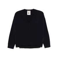 Pulovere Semicouture Morgane Black Cotton Sweater With V-Neck Femei