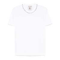 Tricouri Semicouture White Short-Sleeve T-Shirt With Inserts Femei