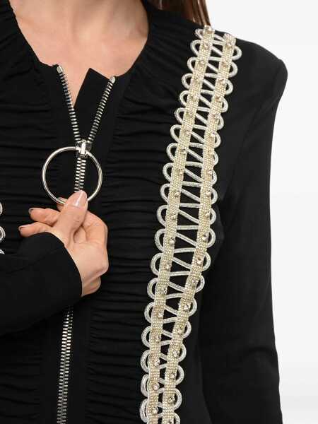 Rochii lungi Balmain Zipped Long Dress With Rhinestoned Bands Black Femei (BM 16974925) 4