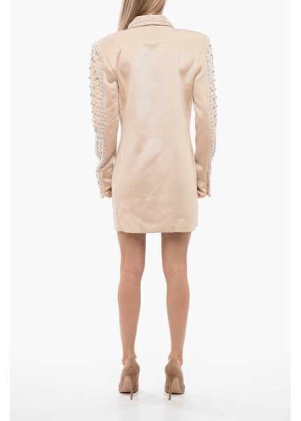 Sacouri Balmain Long Sleeved Blazer-Dress Embellished With Rhinestones And B Pink Femei (BM 16974928) 2