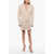 Balmain Long Sleeved Blazer-Dress Embellished With Rhinestones And B Pink