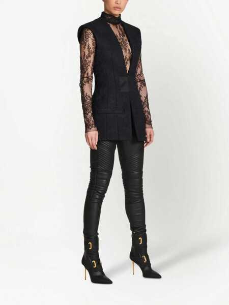 Veste casual Balmain Padded Lace Vest With Velcro Closure Black Femei (BM 16974934) 2