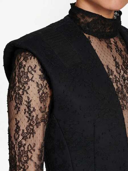 Veste casual Balmain Padded Lace Vest With Velcro Closure Black Femei (BM 16974934) 5