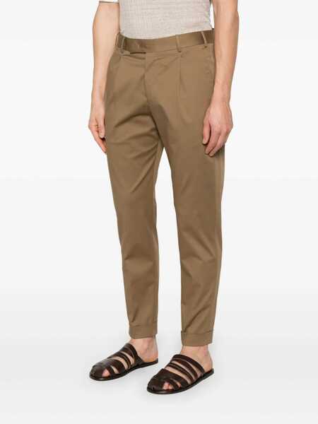 Pantaloni casual PT TORINO Trousers - REBEL 1 Pleat, Diagonal Pockets, Flap Back Pockets Brown Barbati (BM 16975296) 3