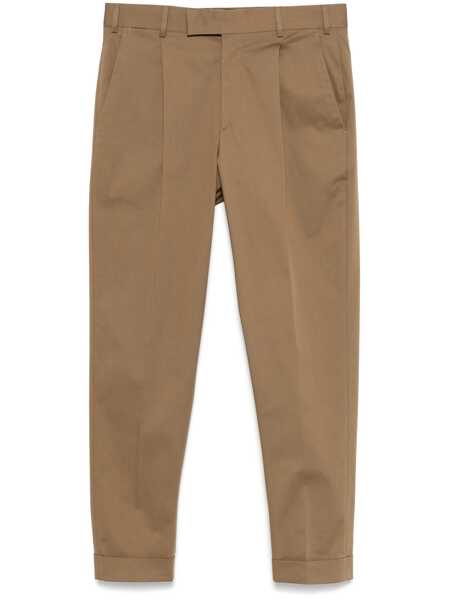 Pantaloni casual PT TORINO Trousers - REBEL 1 Pleat, Diagonal Pockets, Flap Back Pockets Brown Barbati (BM 16975296) 1