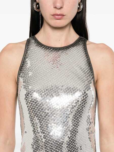 Rochii THE ATTICO The Attico Sequin-Embellished Mini Dress SILVER Femei (BM 16976844) 5