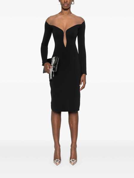 Rochii MUGLER Mugler Deep Neck Fit Midi Dress Clothing Black Femei (BM 16977258) 2