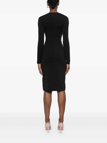 Rochii MUGLER Mugler Deep Neck Fit Midi Dress Clothing Black Femei (BM 16977258) 4