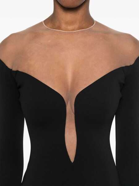 Rochii MUGLER Mugler Deep Neck Fit Midi Dress Clothing Black Femei (BM 16977258) 5