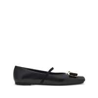 Balerini Salvatore Ferragamo Black Leather Flats Femei