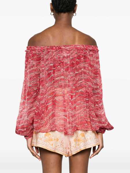 Bluze Isabel Marant Isabel Marant toile Vutti Red Flared Blouse With Print RED Femei (BM 16983228) 4