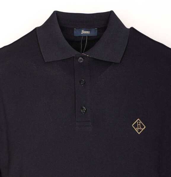 Tricouri Polo Herno Herno Logo Cotton Polo Shirt BLUE Barbati (BM 16983708) 4