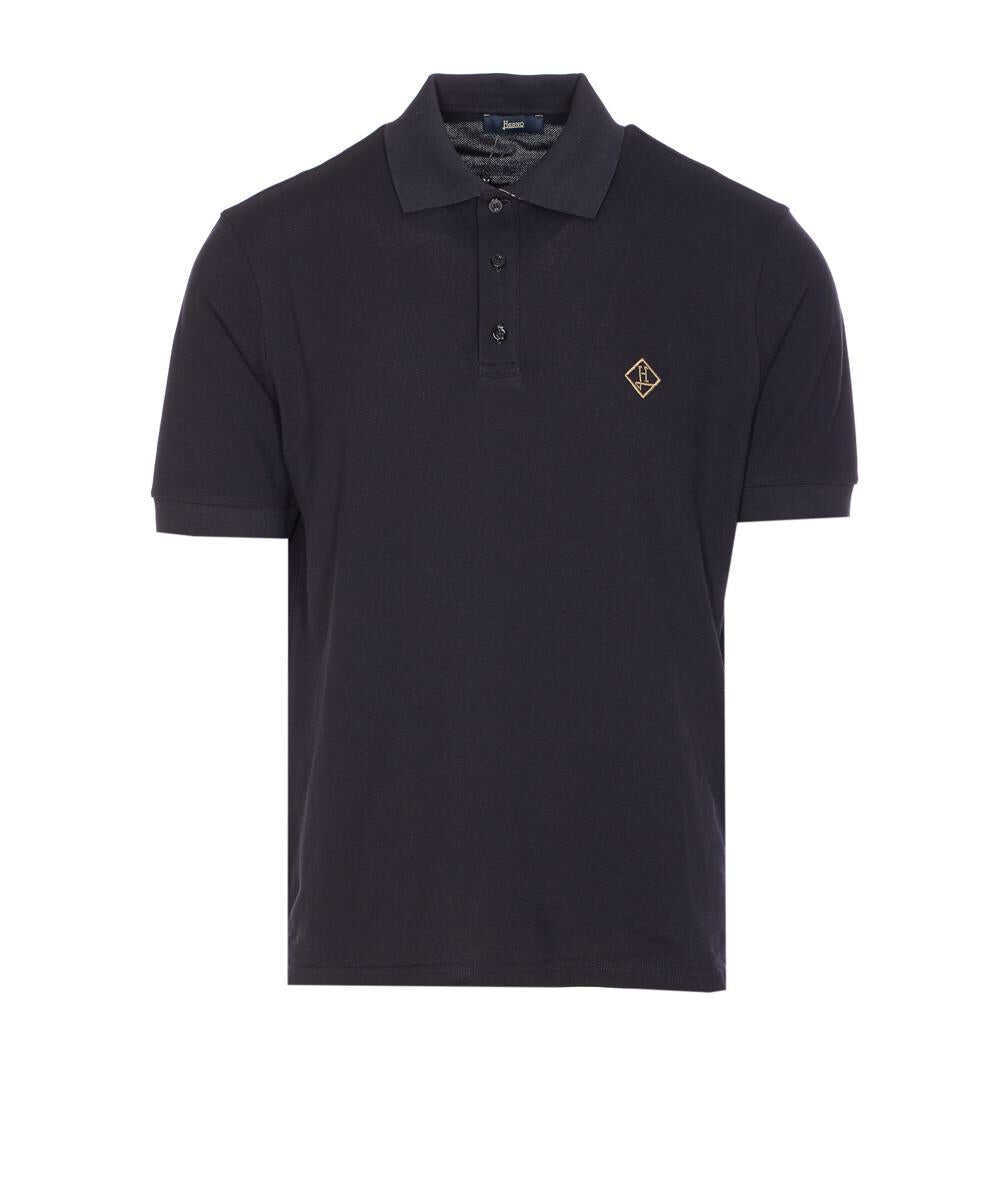 Tricouri Polo Herno Herno Logo Cotton Polo Shirt BLUE Barbati (BM 16983708) 1