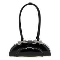 Genti de umar Self-Portrait 'Black Leather Curved' Shoulder Bag Femei