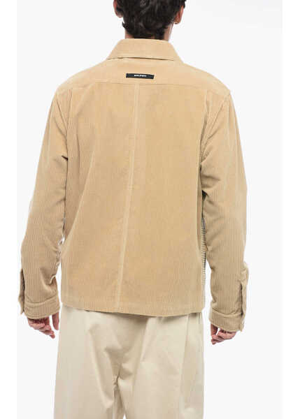 Camasi casual Palm Angels Corduroy Tape Overshirt With Contrasting Bands Beige Barbati (BM 16988366) 2