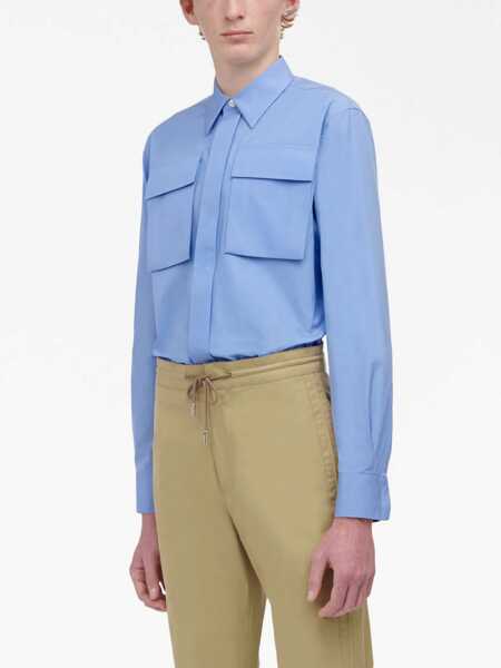 Camasi casual Alexander McQueen Cotton Shirt With Patch Breast-Pockets Light Blue Barbati (BM 16988485) 5