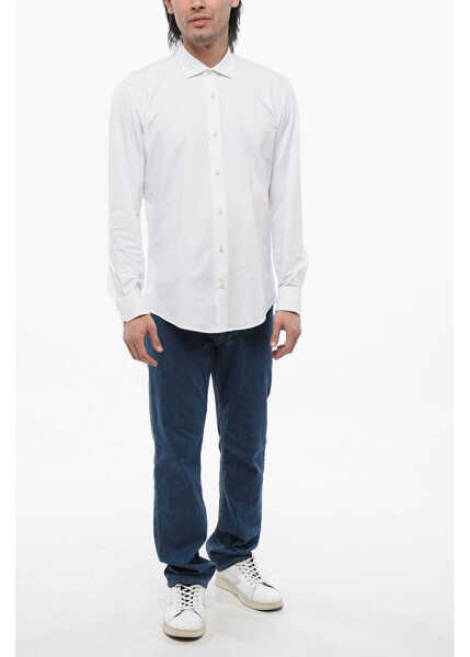 Camasi casual Brian Dales Nylon Stretch Shirt With Spread Collar White Barbati (BM 16988488) 4